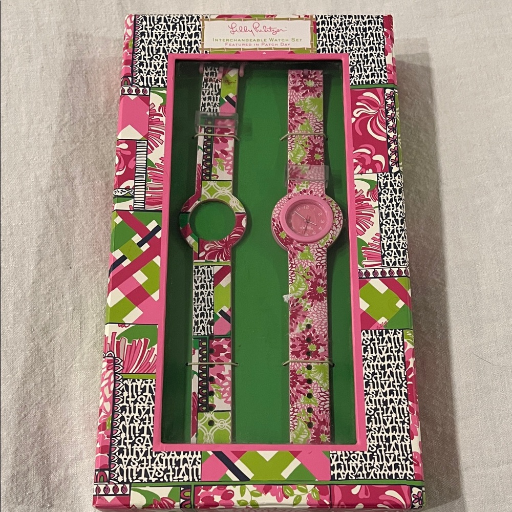 Lilly Pulitzer Floral Pink and Green Watch Duo